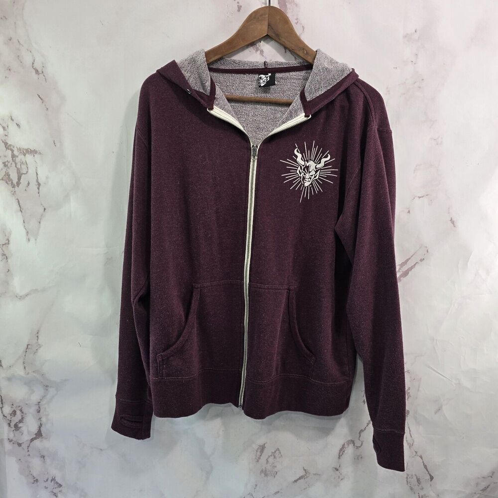 Stone Brewing Hoodie Mens Medium Red Zip Sweatshirt Jacket Brewery Beer Arrogant